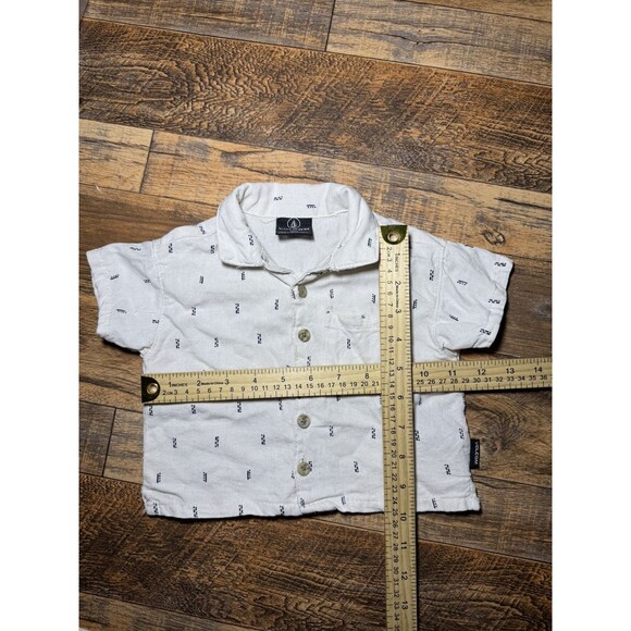 Volcom Baby Boys Outfit Set 12M – White Button-Up Shirt & Shorts Matching Set - Picture 2 of 8